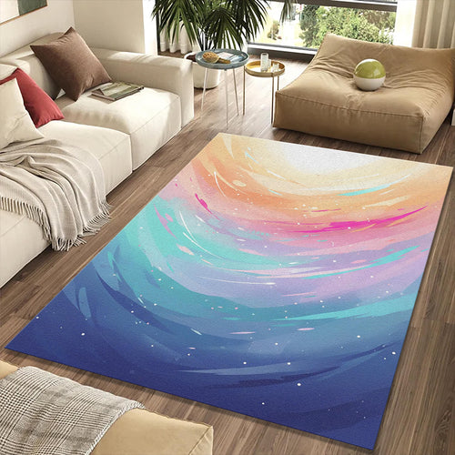 Pastel Abstract Rug Dreamy Galaxy Area Mat Colorful Aura Light