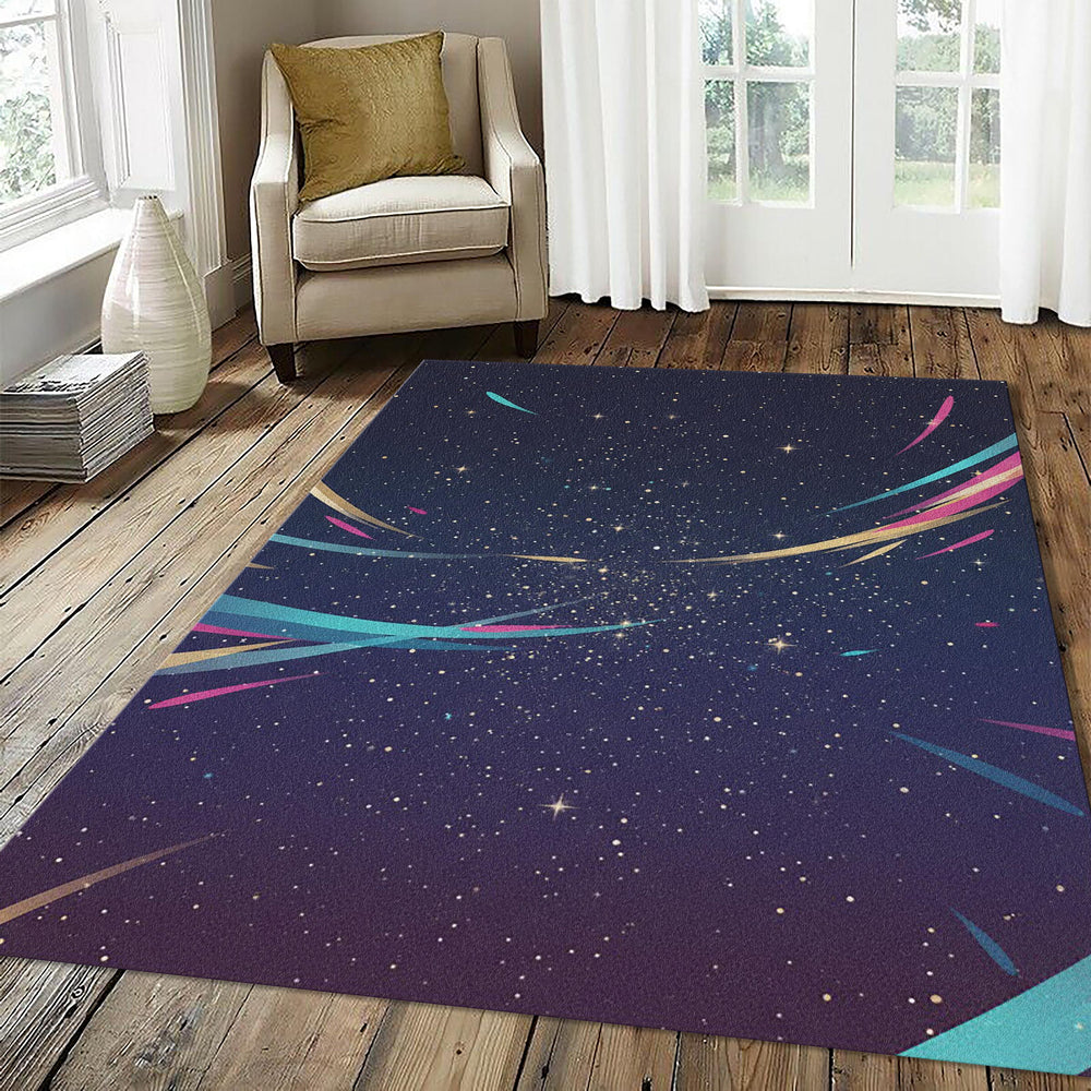 Cosmic Galaxy Rug Abstract Starry Night Area Mat Colorful Space