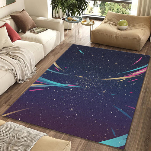 Cosmic Galaxy Rug Abstract Starry Night Area Mat Colorful Space