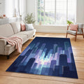 Modern Night City Rug Minimalist Cyberpunk Area Mat Blue Indigo