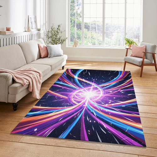 Cosmic Portal Rug Abstract Light Explosion Area Mat Modern Gaming