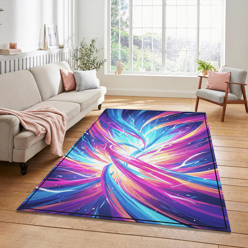 Modern Abstract Swirl Rug Colorful Wave Pattern Area Mat Vibrant
