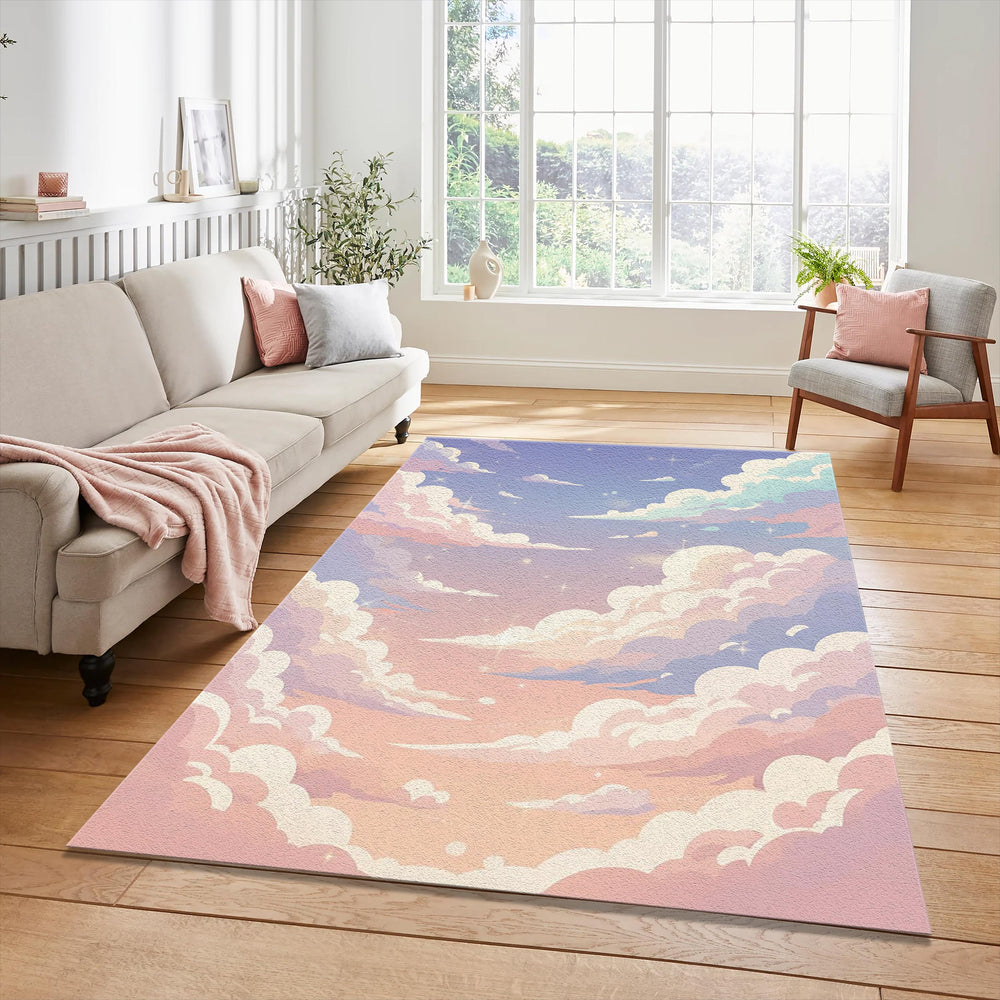Dreamy Pastel Cloud Rug Soft Sky Aesthetic Area Mat Kawaii