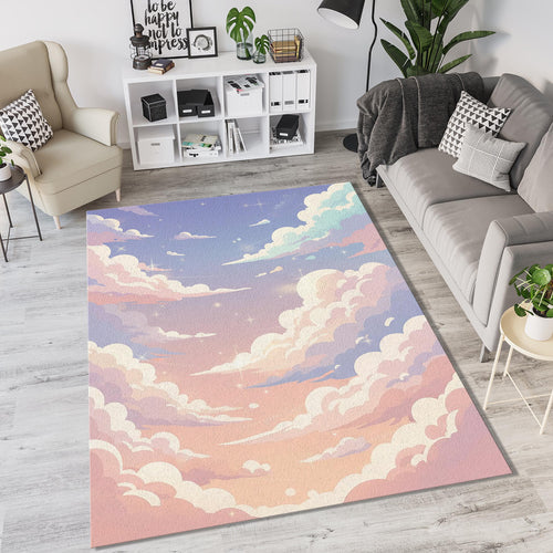 Dreamy Pastel Cloud Rug Soft Sky Aesthetic Area Mat Kawaii