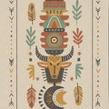 Modern Tribal Totem Rug Southwestern Bull Mask Area Mat Ethnic
