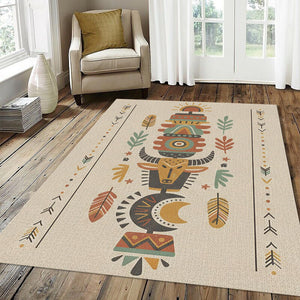Modern Tribal Totem Rug Southwestern Bull Mask Area Mat Ethnic