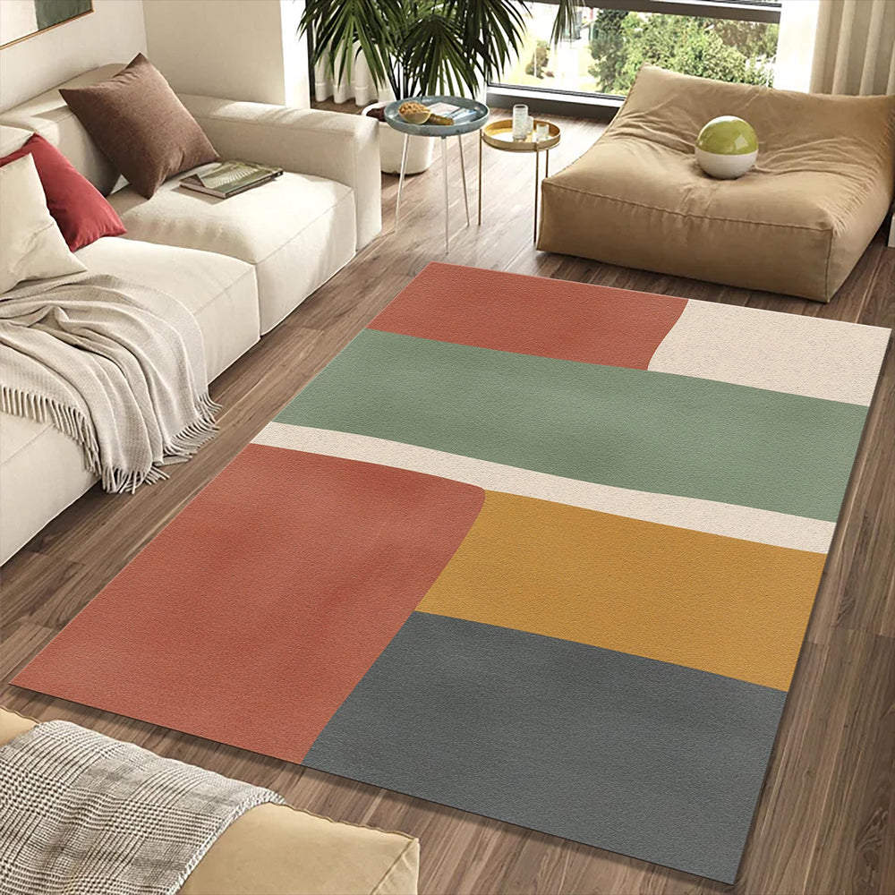 Minimalist Color Block Rug Abstract Earth Tone Area Mat