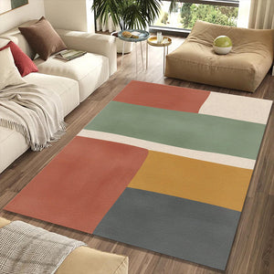Minimalist Color Block Rug Abstract Earth Tone Area Mat