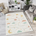 Cute Sleeping Stars & Moon Rug Pastel Nursery Area Mat Magic Sky