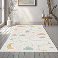 Cute Sleeping Stars & Moon Rug Pastel Nursery Area Mat Magic Sky