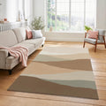 Minimalist Abstract Landscape Rug Earth Tone Layered Hill Area