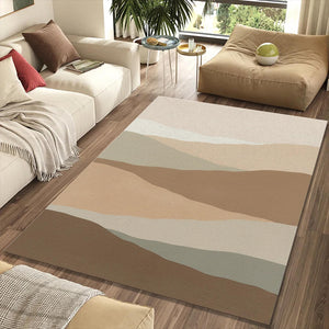Minimalist Abstract Landscape Rug Earth Tone Layered Hill Area