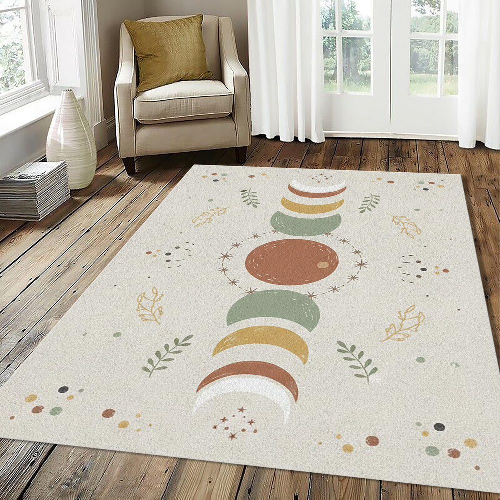 Modern Moon Phases Rug Minimalist Boho Celestial Area Mat