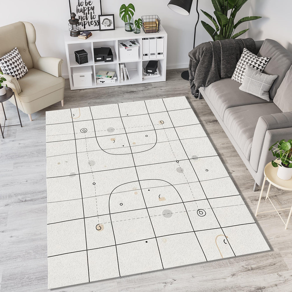 Minimalist Architecture Rug Modern Grid Abstract Area Mat Bauhaus