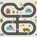 Kids Play Road Map Rug Children's City Track Area Mat Cute School