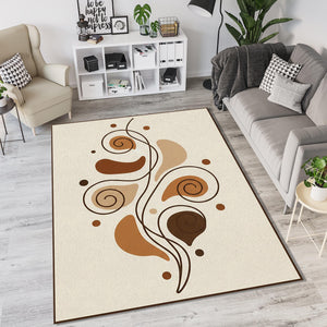 Modern Brown Spiral Rug Abstract Minimalist Area Mat Earth Tone