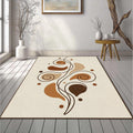 Modern Brown Spiral Rug Abstract Minimalist Area Mat Earth Tone