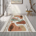 Modern Desert Boho Rug Abstract Cactus and Moon Area Mat