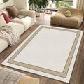 Ultra Minimalist Border Rug Modern Beige Frame Area Mat Neutral