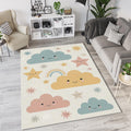 Cute Smiling Clouds & Rainbow Rug Pastel Nursery Area Mat Magic
