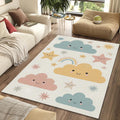 Cute Smiling Clouds & Rainbow Rug Pastel Nursery Area Mat Magic