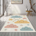 Cute Smiling Clouds & Rainbow Rug Pastel Nursery Area Mat Magic