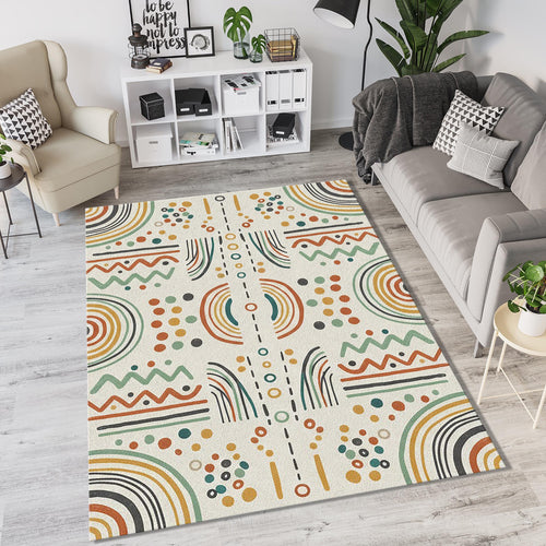 Modern Boho Tribal Rug Abstract Geometric Folk Art Area Mat