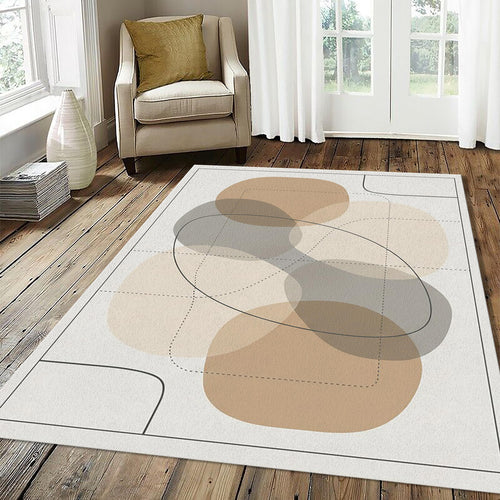 Modern Abstract Blobs Rug Minimalist Layered Organic Shapes Area