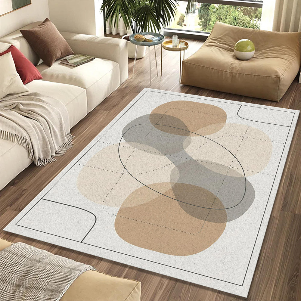 Modern Abstract Blobs Rug Minimalist Layered Organic Shapes Area