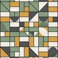 Bauhaus Geometric Rug Mid Century Modern Grid Area Mat Mustard