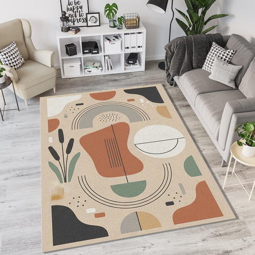 Modern Abstract Botanical Rug Mid Century Modern Area Mat