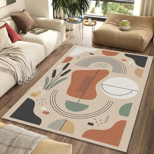 Modern Abstract Botanical Rug Mid Century Modern Area Mat