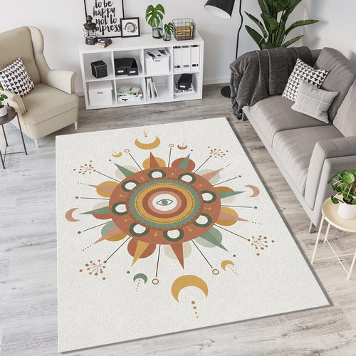 Mystic Celestial Eye Rug Sacred Geometry Mandala Area Mat Boho