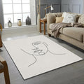 Minimalist One Line Face Rug Modern Woman Portrait Area Mat