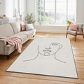 Minimalist One Line Face Rug Modern Woman Portrait Area Mat