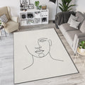 Minimalist One Line Face Rug Modern Woman Portrait Area Mat