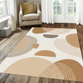 Modern Abstract Organic Shapes Rug Japandi Beige and Caramel Area