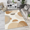 Modern Abstract Organic Shapes Rug Japandi Beige and Caramel Area