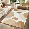 Modern Abstract Organic Shapes Rug Japandi Beige and Caramel Area
