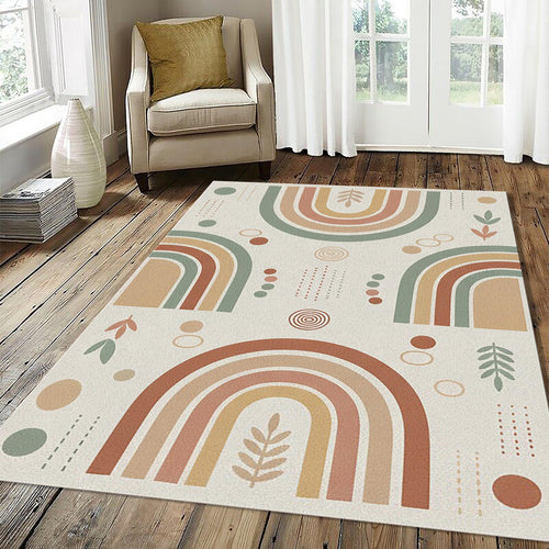 Modern Boho Rainbow Rug Symmetrical Earth Tone Area Mat