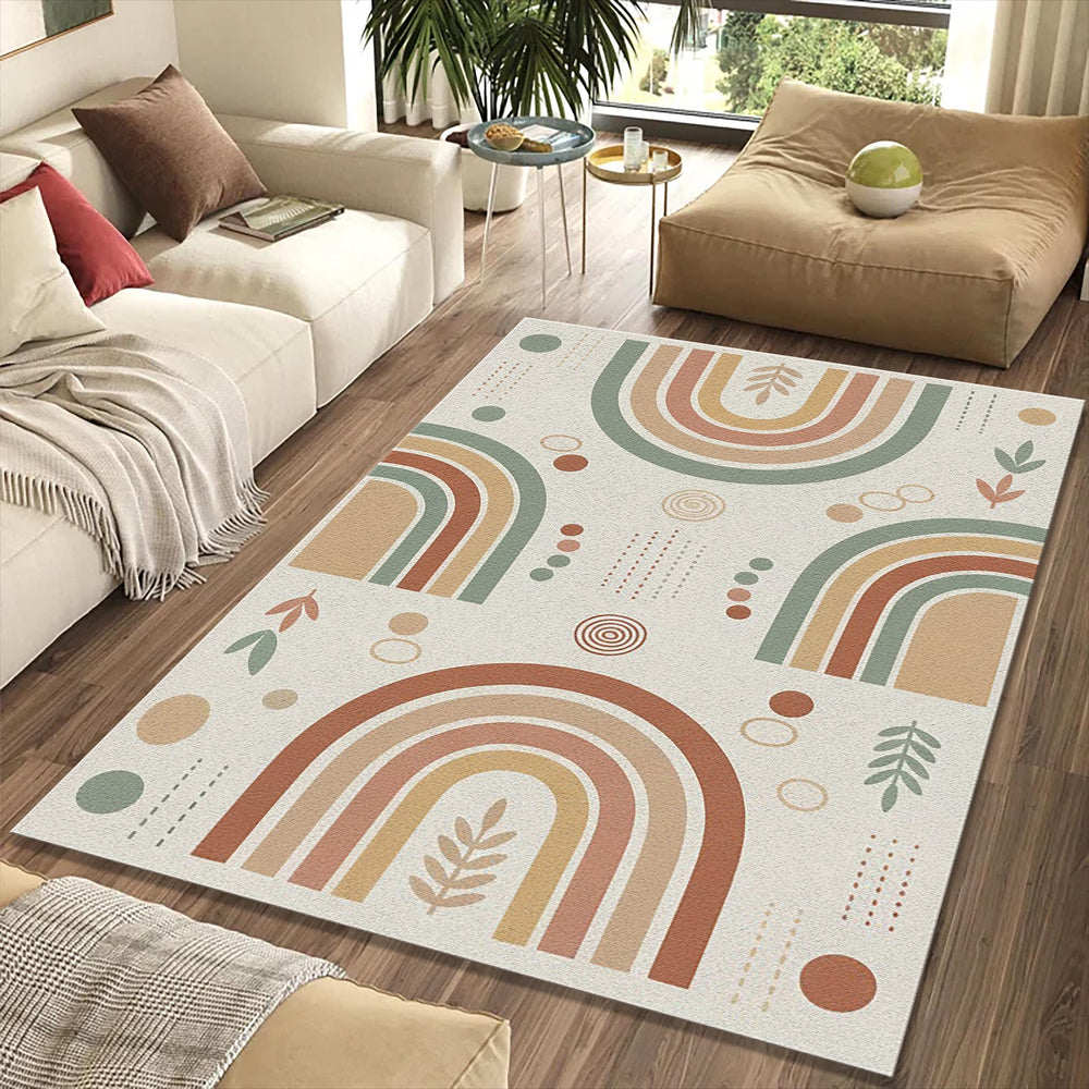 Modern Boho Rainbow Rug Symmetrical Earth Tone Area Mat