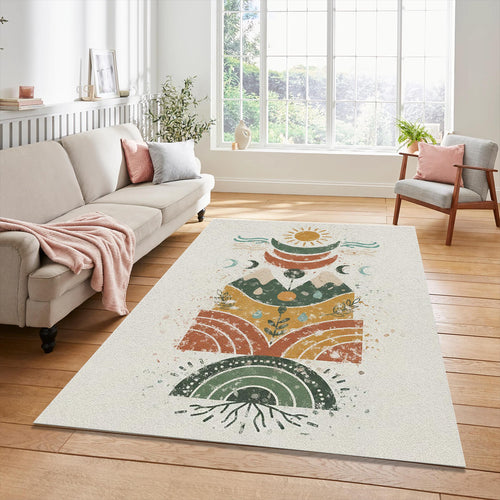 Modern Folk Art Nature Rug Spiritual Life Totem Area Mat