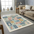 Modern Abstract Collage Rug Minimalist Earth Tone Grid Area Mat