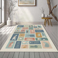 Modern Abstract Collage Rug Minimalist Earth Tone Grid Area Mat
