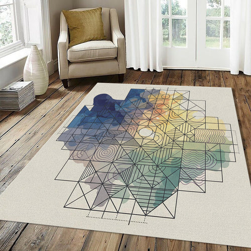 Modern Abstract Geometric Watercolor Rug