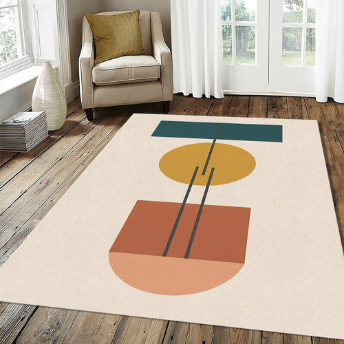 Bauhaus Geometric Area Rug Mid Century Modern Abstract Mat