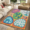 Adventure Map Kids Rug Colorful Universe Playroom Area Mat Rocket