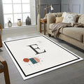 Minimalist Letter E Rug Modern Typography Initial Area Mat