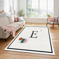 Minimalist Letter E Rug Modern Typography Initial Area Mat