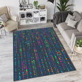 Cyberpunk Digital Code Rug Neon Matrix Style Area Mat Tech Gamer